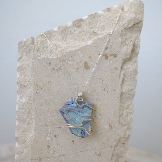 "Handcrafted chalcedony crystal pendant necklace in sterling silver – spiritual healing jewelry"