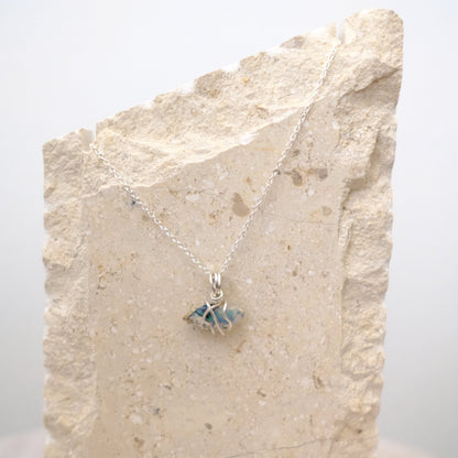 Handmade Ethiopian Opal necklace wrapped in sterling silver