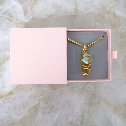 Handmade Gold Plated Citrine X Jade Necklace