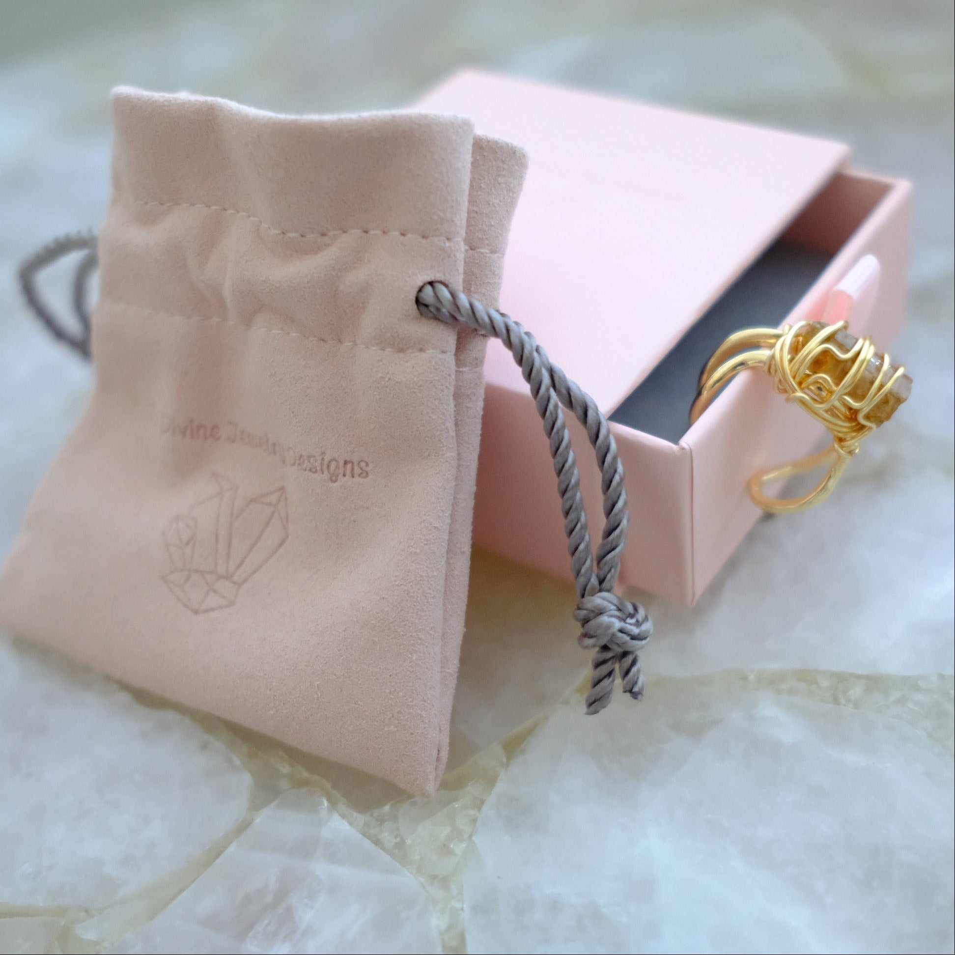 Gold plated golden topaz crystal ring, one of a kind adjustable handmade jewelry piece.
